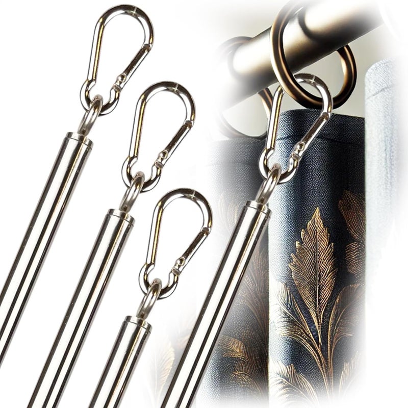 OooWow 46 inch (4 Pack) Stainless Steel Iron Curtain Pull Wand - 2 inches shy of 48 inch Drapery Pull Rod - Versatile Curtain Wand - Metal Drapery Wand (46in SS 4pk) - Image 1